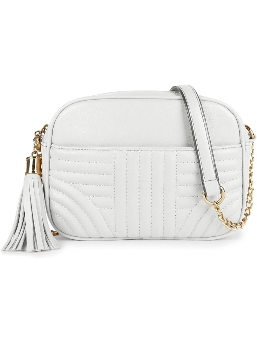 👜Women's White Quilted Camera Bag Tassel Crossbody Bag Lightweight Shoulder Bag